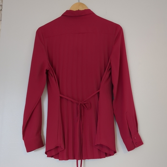 Le Chateau Blouse Women's Medium Pink Red Button Down Sheer Barbiecore Feminine - Picture 2 of 8